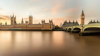 Fototapeta premium A View of the Big Ben Clock Tower and the Palace of Westminster in London - Generative AI
