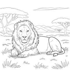 lion coloring page line art 