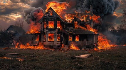 A house on fire