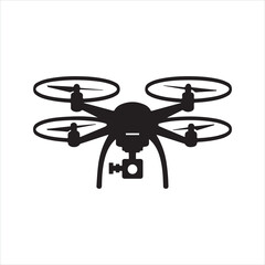 Flat Drone Silhouette vector Icon. Flying Vector Drone Icon.