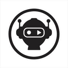 Robot face icon. Chatbot icon. Support bot icon. Robot face silhouette vector icon design.