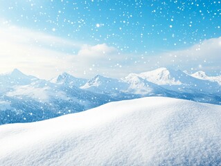 Snow covered mountain range under a blue winter sky