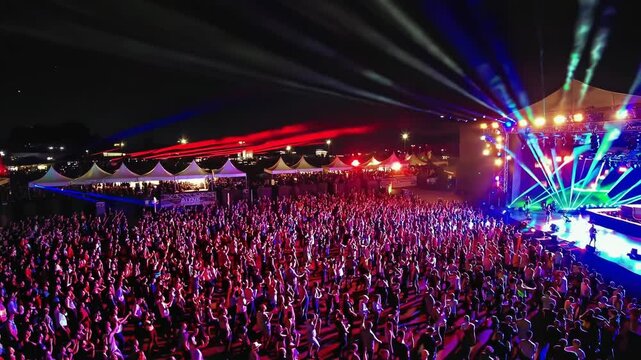 Illuminated Outdoor Stage at Night