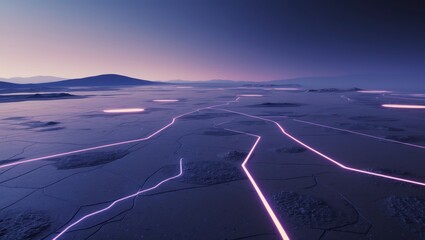 Minimalist landscape in the style of cold sci-fi