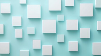 White Cubes Arranged on a Light Blue Background