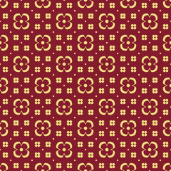 Red and gold seamless pattern with flowers