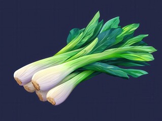 Fresh leek stalks isolated on white background culinary ingredient vibrant colors high-quality image