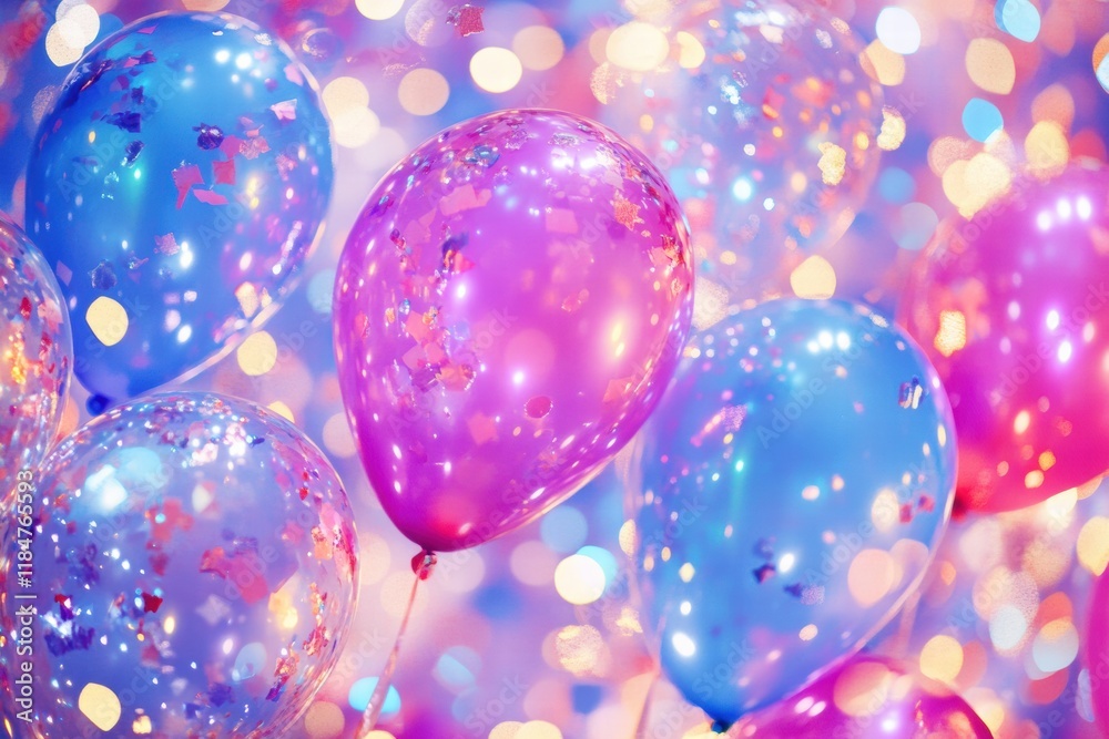 Aufkleber colorful festive balloons and sparkling confetti create a joyful atmosphere for celebrations and gat