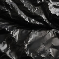 Obraz premium Wrinkled black foil, intense shine, subtle highlights, reflection, dark, metal background