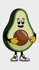 Mascot logo of a cartoon Avocado
wearing gloves and white shoes, white background Generative AI
