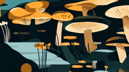 mushrooms on a green background
