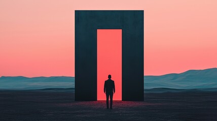 Mysterious alien monolith under a sci-fi sunset gigapixel standard otherworldly landscape futuristic vibes