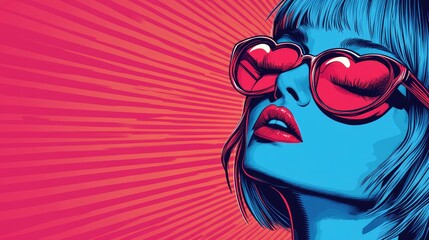 Vibrant Pop Art Portrait with Sunglasses and Bold Colors