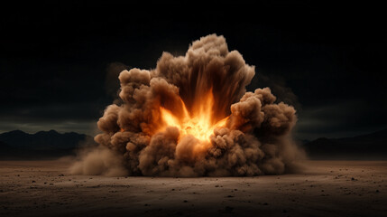 A cinematic explosion in desert