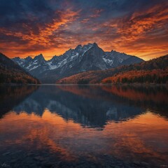 sunset over the lake