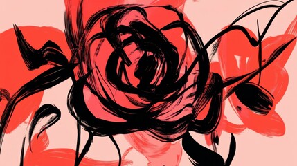Abstract Rose Art: A Bold and Vibrant Floral Design