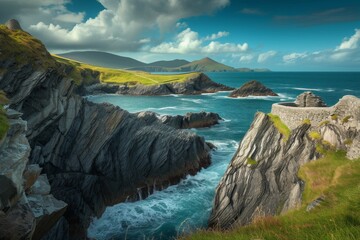 Explore the breathtaking coastal cliffs of Dunquin on the Dingle Peninsula in County Kerry,...