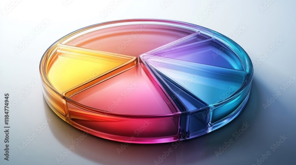 Fototapete a visually appealing d pie chart featuring interactive segments, where colors change upon hovering, 