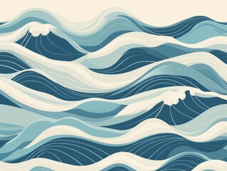 Fototapeta premium Abstract Ocean Waves Design Seamless Pattern