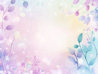 Obraz premium Pastel Floral Background With Delicate Branches And Leaves