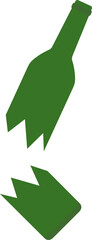 Broken green glass bottle icon. Vector illustration.