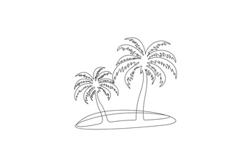 palm tree continues line drawing vector illustration