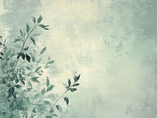 Abstract Green Leaves on Textured Background