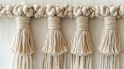 Close-up view of macrame patterns for eco-friendly, modern home decor inspiration