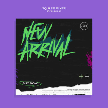Urban street fashion square flyer template
