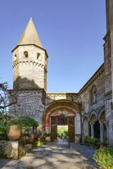 An avenue of a public garden in Ravello, a town in the province of Salerno, Italy.