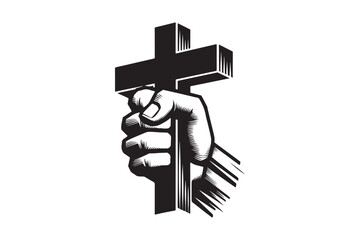 Christian cross with hand Image isolated 