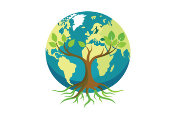 earth globe with tree