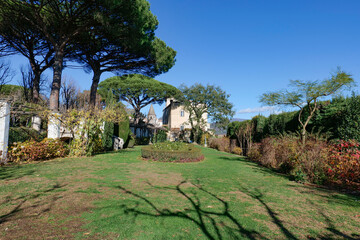 An avenue of a public garden in Ravello, a town in the province of Salerno, Italy.