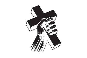 Christian cross with hand Image isolated 