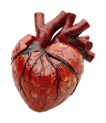 Anatomical heart study on medical high fidelity scientific environment close-up view isolated on transparent background png