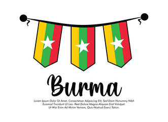 Vector Burma flag banner Burma flag Vector illustration design Burma national day banner design 