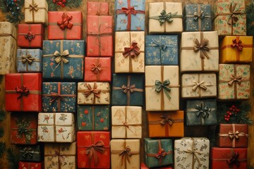 Gift box tied with brown satin ribbon