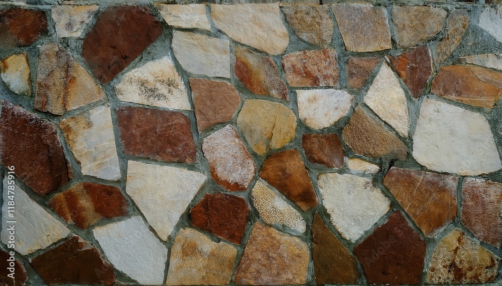 Poster weathered stone wall texture with irregular tan, orange, and gray patterns, ideal for background des