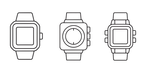 Smart Watches outline vector Icons Isolated on White Background