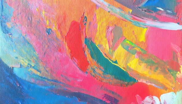vivid abstract acrylic paint strokes with textured brushwork in vibrant rainbow colors for creative background or designs

