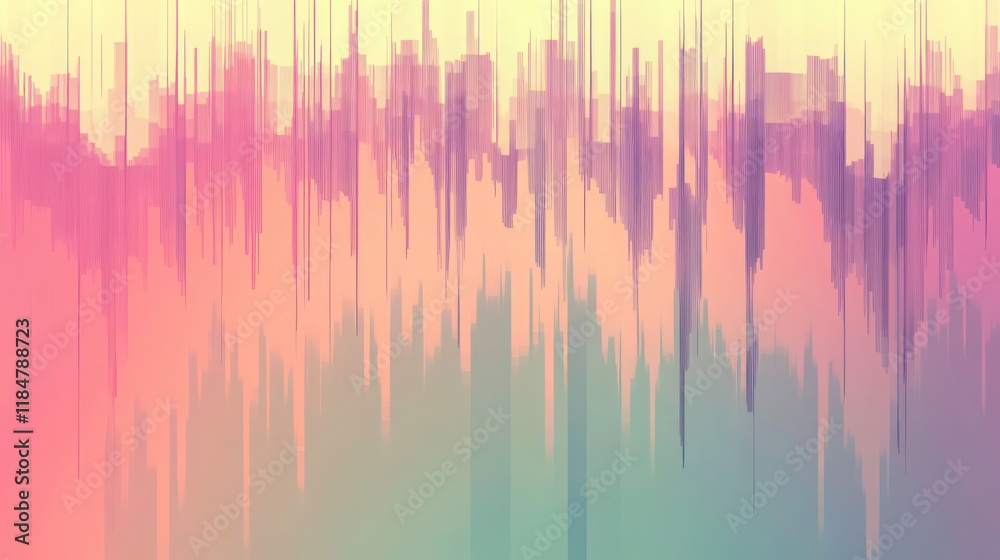 Poster Abstract pastel color gradient background with vertical lines and blurred effect.