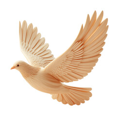 Elegant beige dove in flight wh high fidelity icon background artistic perspective symbol of peace isolated on transparent background png