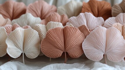 Arrangement of Textured Leaves in Soft Pastel Tones for Interior Design and Botanical Inspiration