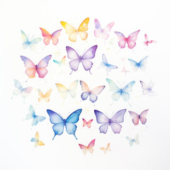 Fototapeta premium Watercolour butterflies in pastel shades