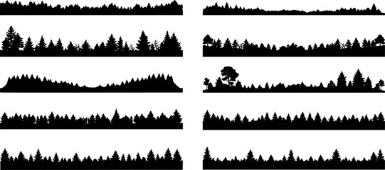 Obraz premium vector Set of forest isolated silhouettes 