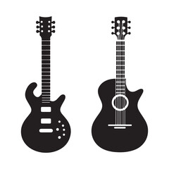 Obraz premium vector of black silhouette of guitar 