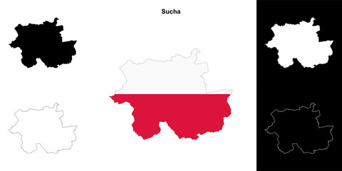 Sucha county outline map set