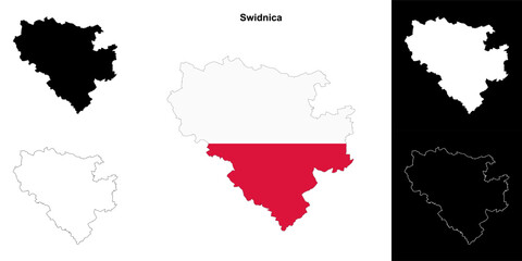 Swidnica county outline map set