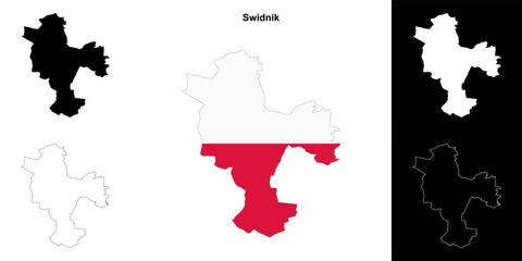 Swidnik county outline map set