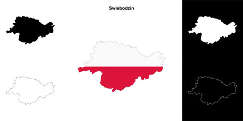 Swiebodzin county outline map set